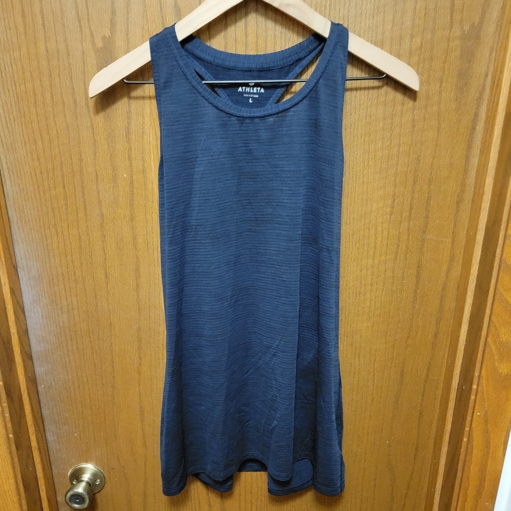 Athleta Women's Racerback Activewear Tank Top Navy Blue size Large EUC Sporty